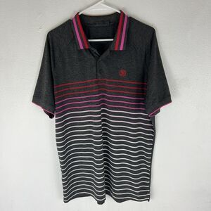 G/Fore Mens Golf Variegated Raglan Striped Polo in Onyx Gray Mens Large $110